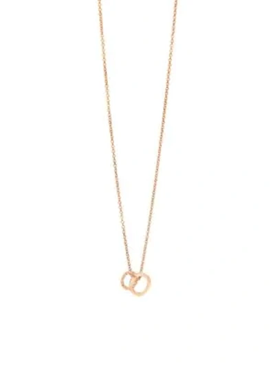 Pomellato Brera 18k Rose Gold & Brown Diamond Circle Link Pendant Necklace