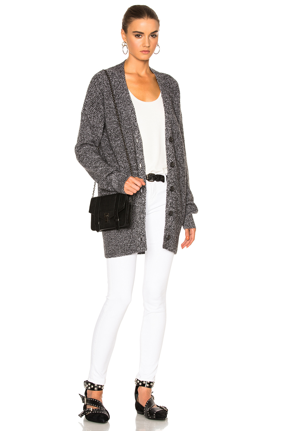Equipment Gia Cashmere Cardigan In Charcoal & Ivory | ModeSens