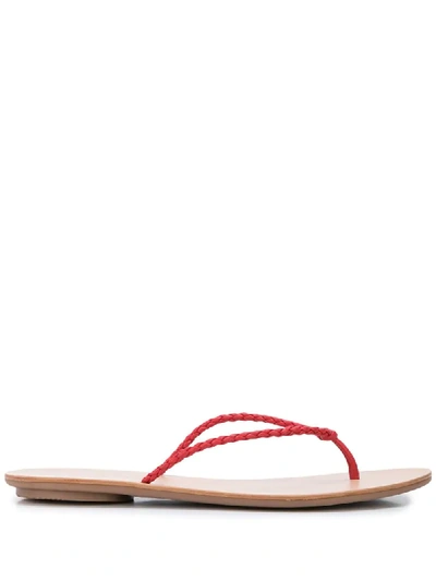 Loeffler Randall Kaia Braided Plank Flip Flops In Red