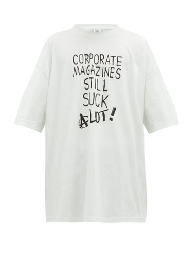 Vetements Oversized Printed Cotton-jersey T-shirt In Neutrals