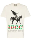 Gucci Winged Jockey Guccy Logo T-shirt In White