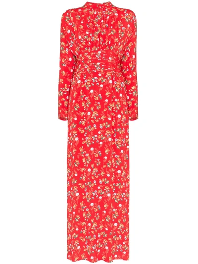 Bytimo Floral-print Crepe De Chine Maxi Dress In Red