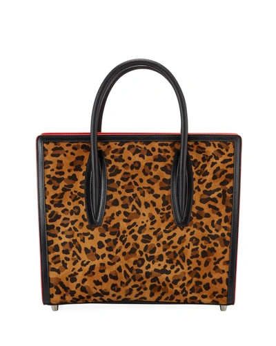 Christian Louboutin Paloma Leopard Suede & Canvas Tote Bag