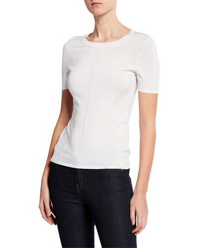 Escada Short-sleeve Knit Pullover Sweater In White
