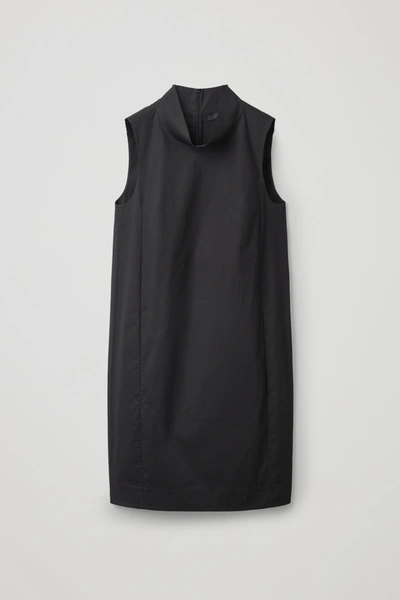 Cos High-neck Cocoon Dress In Black