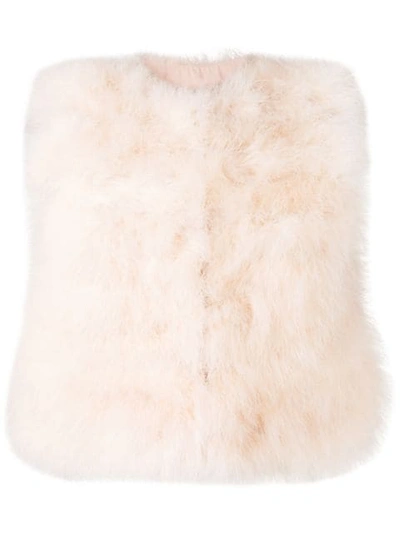 Red Valentino Cropped Feather Vest In Pink