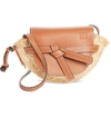 Loewe Gate Mini Leather & Raffia Crossbody Bag - Brown In Tan/ Natural