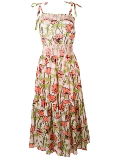Tory Burch Printed Cotton Maxi Dress In Pink Poppies Bloom