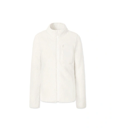 Tory Sport Sherpa Fleece Jacket In Snow White