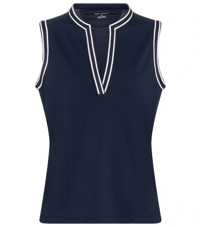 Tory Sport Tory Burch Sleeveless Tunic Top In Tory Navy / Snow White