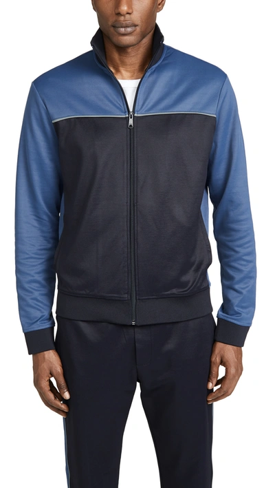 Vince Men's Colorblock Zip-front Track Jacket In Spruce Blue