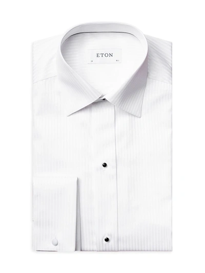 Eton Contemporary-fit Tonal Satin Striped Formal Shirt In White