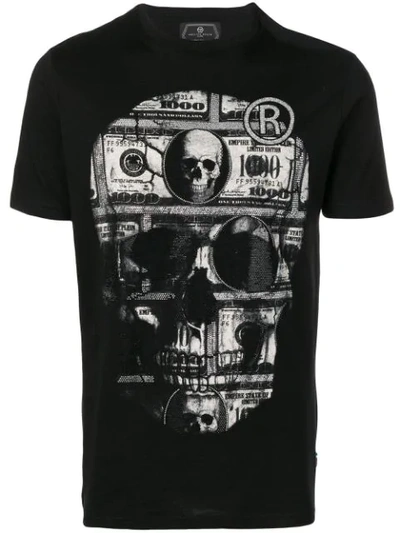 T-shirt Philipp Plein Col Rond Motif Dollar - Taille L, Noir, Neuf Sans étiquettes