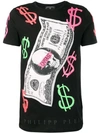 Philipp Plein T-shirt Platinum Cut Round Neck Dollar In Black