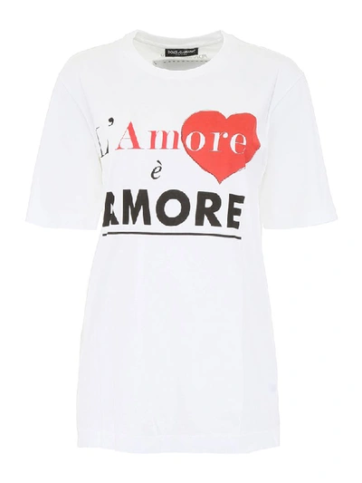 Dolce & Gabbana Lamore È Amore T-shirt In Bianco Ottico (white)
