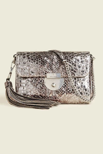 Marc Jacobs Metallic Leather Basic Bag In Anthracite