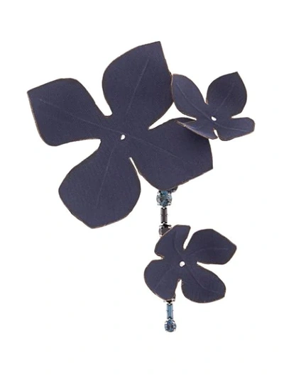 Marni Flower And Crystal-embellished Brooch In Blue