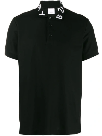 Burberry Ryland Logo Collar Short Sleeve Polo In Black