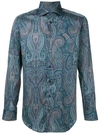 Etro Paisley-print Tailored-fit Cotton-poplin Shirt In Navy