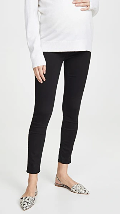 7 For All Mankind Babies' The Ankle Skinny Maternity Jeans In Black