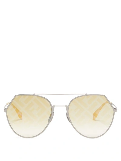 Fendi Eyeline Logo-print Aviator-style Sunglasses In Yellow