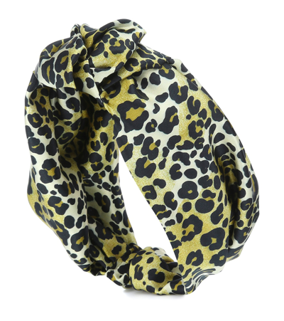 Jennifer Behr Marin Leopard Stretch-silk Headband In Brown
