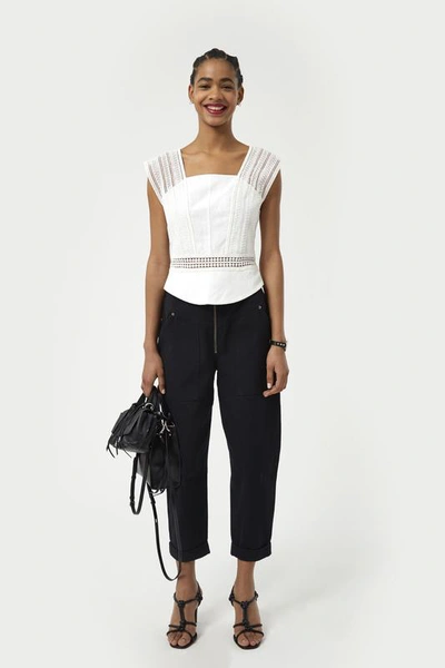 Rebecca Minkoff Gina Linen Blend Top In Bright White