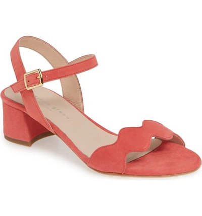 Patricia Green Gina Block Heel Sandal In Coral Suede