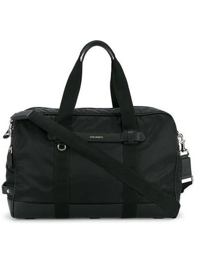 Dolce & Gabbana Leather-trimmed Technical-twill Holdall In Black