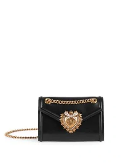 Dolce & Gabbana Devotion Mini Leather Crossbody Bag In Black