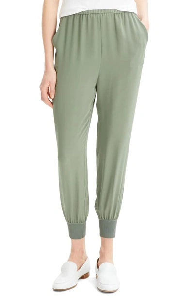 Theory Silk Jogger Pants In Faded Sage