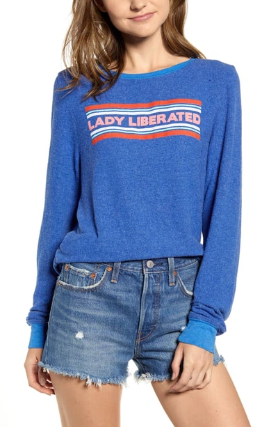 Wildfox Lady Liberated Baggy Beach Jumper Sweatshirt In Slate
