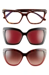 Tom Ford Women's 53mm Square Blue Filter Eyeglasses In Red Havana