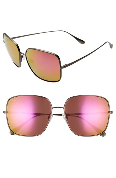 Maui Jim Triton 61mm Polarizedplus2® Mirrored Square Sunglasses In Slate Grey/ Maui Sunrise
