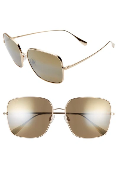 Maui Jim Triton 61mm Polarizedplus2® Mirrored Square Sunglasses In Gold