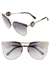Roberto Cavalli 65mm Oversize Flat Front Cat Eye Sunglasses In Gold/ Black/ Gradient Smoke