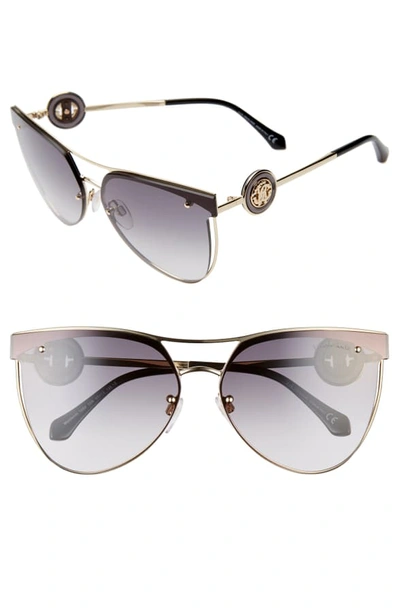 Roberto Cavalli 65mm Oversize Flat Front Cat Eye Sunglasses In Gold/ Black/ Gradient Smoke