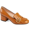 Gucci Gg Pump In Cognac Leather