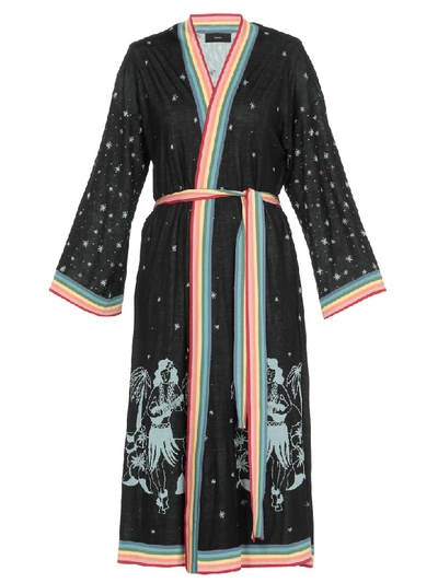 Alanui Hawaiian Map Kimono In Embassy Black M