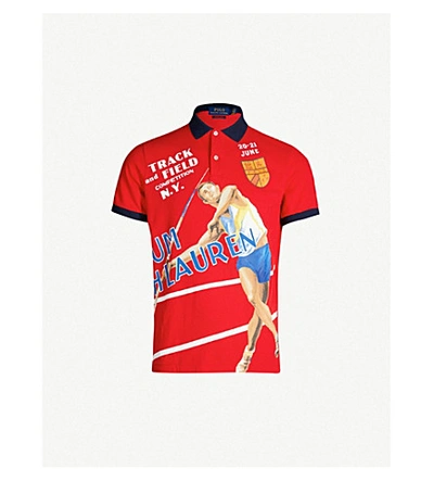 Polo Ralph Lauren Graphic-print Custom Slim-fit Cotton Polo Shirt In Rl 2000 Red Multi