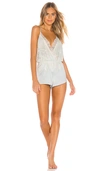 Flora Nikrooz Genevive Charm Lace Chiffon Romper In Ice Flow