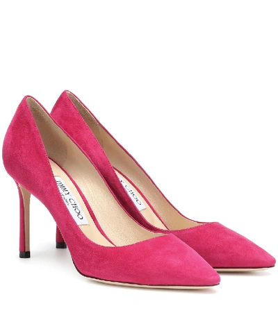 Jimmy Choo Romy 85 Suede Pumps In Pink