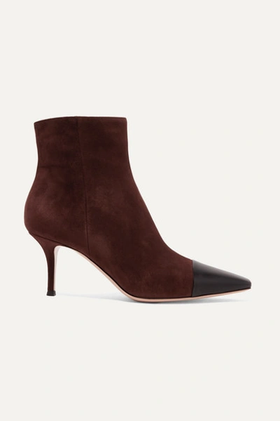 Gianvito Rossi 70 Two-tone Suede And Leather Ankle Boots In Brown