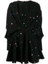 Attico Gathered Sequin-embellished Crepe De Chine Mini Dress In Black