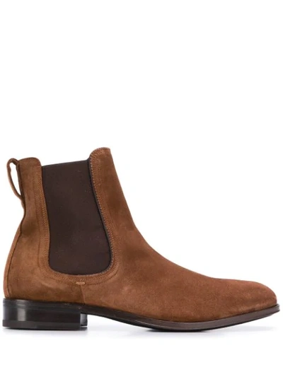 Ferragamo Darien Original Castoro Suede Ankle Boots In Brown (brown)
