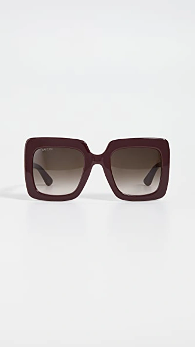 Gucci Gg Acetate Oversized Square Sunglasses In Burgundy/brown