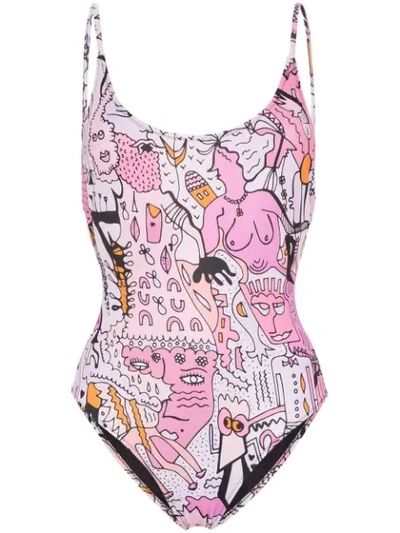 Ellie Rassia Lolita Scoop-neck Swimsuit In Pink