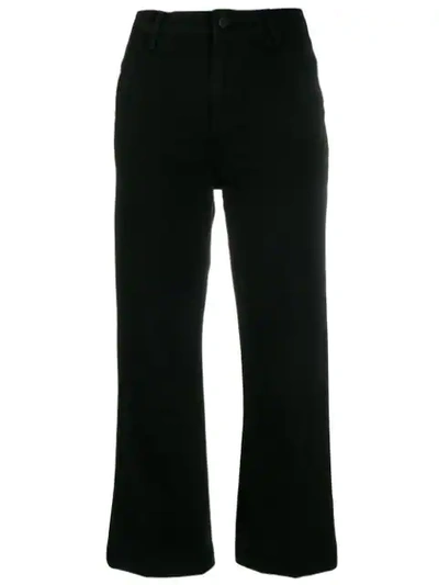 J Brand Joan High Waist Crop Wide Leg Trouser Jeans In Black