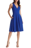 Dress The Population Catalina Fit & Flare Cocktail Dress In Cobalt