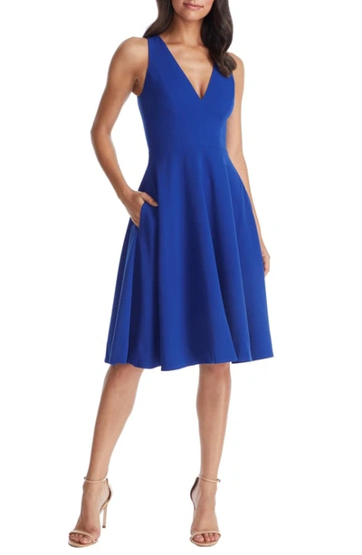 Dress The Population Catalina Fit & Flare Cocktail Dress In Cobalt